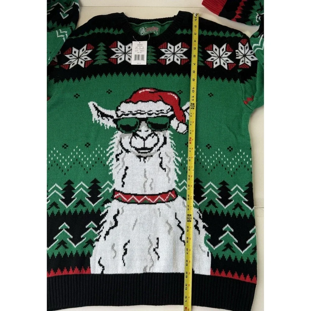 Ugly Christmas Sweater Men’s Holiday Santa Llama Holiday Sweater Size XXL NWT